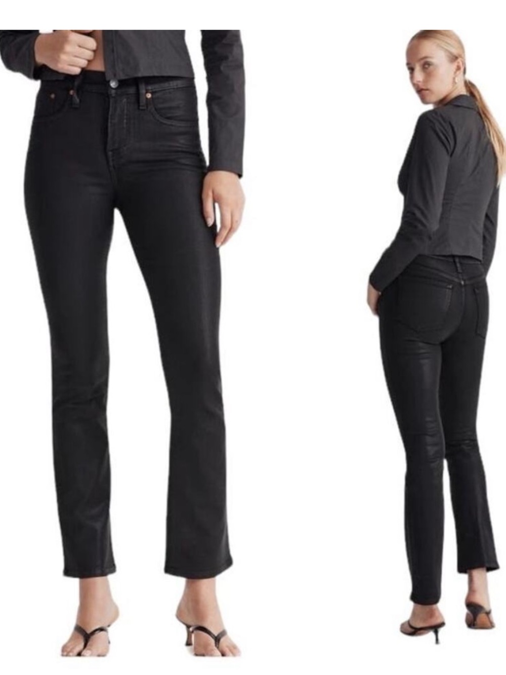 Madewell Mid-Rise Kick Out Ankle Length Black Jeans  Size 32 Petite